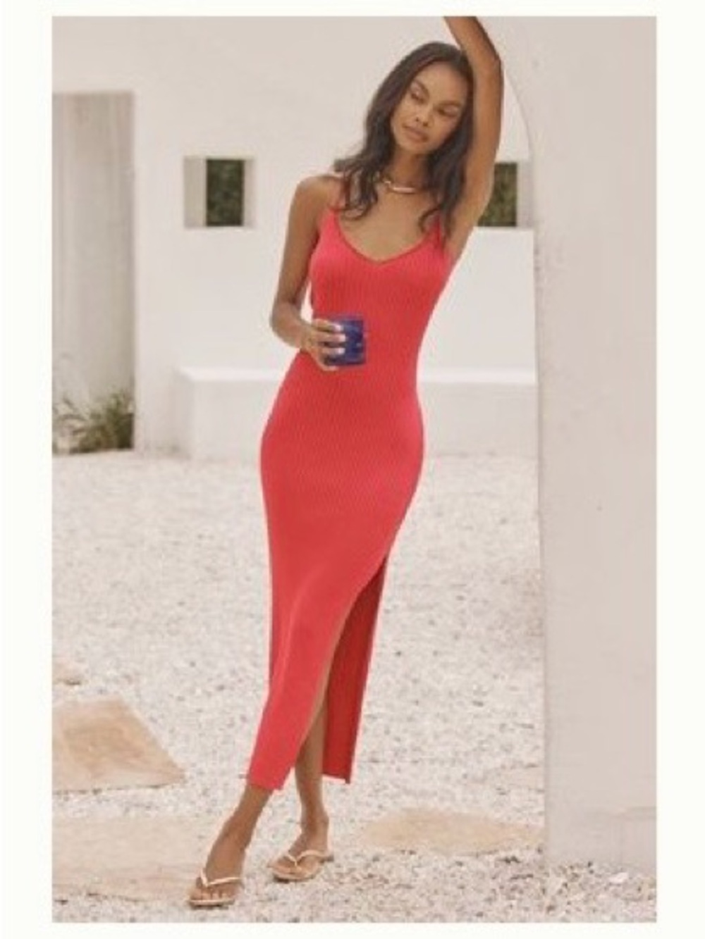 Anthropologie pink Ribbed Midi dress (fits like a L/XL!)